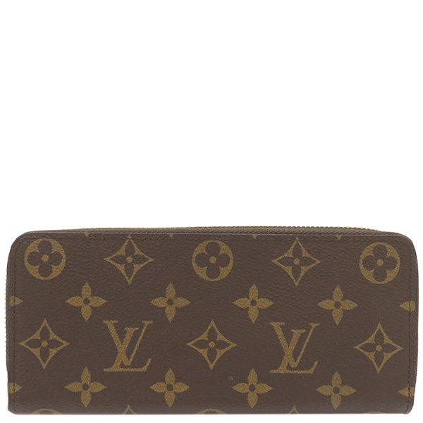 ルイヴィトン LOUIS VUITTON フューシャ ポルトフォイユ クレマンス M60742  モノグラムキャンバス 長財布 ゴールド金具 茶 ピンク ラウンドファスナー