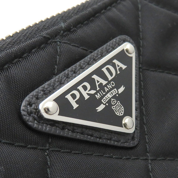 PRADA プラダ   ハンドバッグ 1BH026 ナイロン   ブラック シルバー金具  チェーンショルダー キルティング 三角ロゴ 【本物保証】