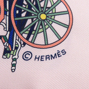 エルメス HERMES ツイリー ブルー×ローズ×ヴェール シルク スカーフ 【VOITURES EXQUISES/精巧な馬車】