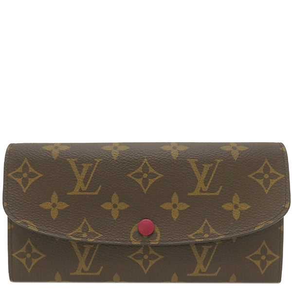 ルイヴィトン LOUIS VUITTON フューシャ ポルトフォイユ エミリー M60697 モノグラムキャンバス 長財布 ゴールド金具 二つ折り 茶