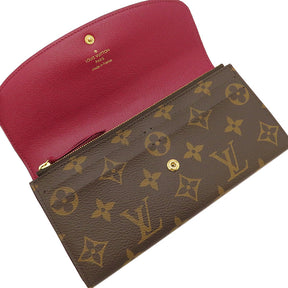 ルイヴィトン LOUIS VUITTON フューシャ ポルトフォイユ エミリー M60697 モノグラムキャンバス 長財布 ゴールド金具 二つ折り 茶