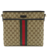 グッチ GUCCI 388926 ベージュ×ブラック GGスプリームキャンバス ショルダーバッグ シャンパンゴールド金具 ウェブ ストライプ