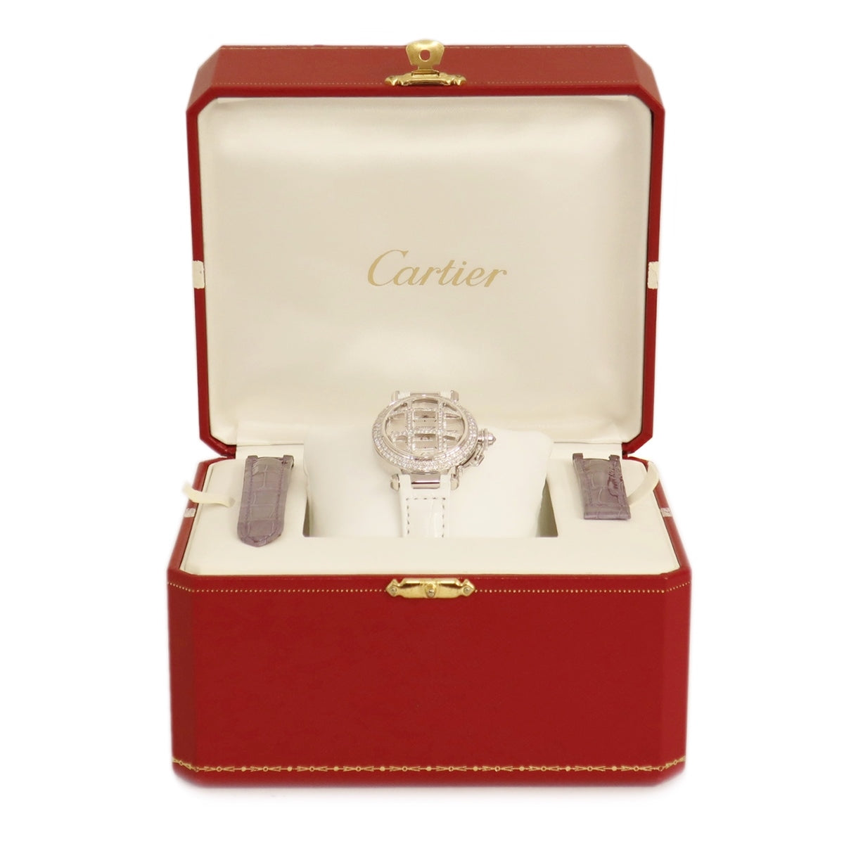 カルティエ Cartier パシャ32 クラシック グリッド WJ116251 自動巻き レディース ボーイズ OH済 K18WG無垢 純正ダイヤ