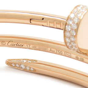 カルティエ Cartier ジュスト アン クル ピンクゴールド K18PG ダイヤモンド #17 ブレスレット Au750 18K 18金 RG JUSTE UN CLOU 3連