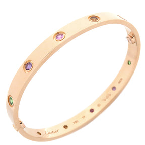 カルティエ Cartier LOVE ラブブレス バングル マルチストーン ピンクゴールド K18PG #17 ブレスレット Au750 18K RG 10石 10P