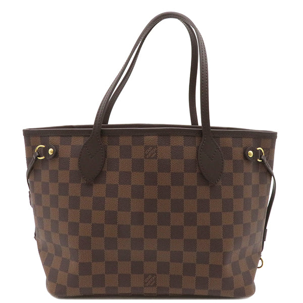 ルイヴィトン LOUIS VUITTON エベヌ×スリーズ ネヴァーフル PM N41359 ダミエキャンバス トートバッグ ゴールド金具 茶 赤 ポーチ付き 新品 未使用