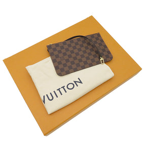 ルイヴィトン LOUIS VUITTON エベヌ×スリーズ ネヴァーフル MM N41358 ダミエキャンバス トートバッグ ゴールド金具 茶 赤 ポーチ付き 新品 未使用