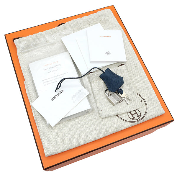 エルメス HERMES バーキン25 ブルードプリュス トゴ ハンドバッグ シルバー金具 新品 未使用 青 紺