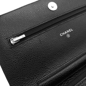 シャネル CHANEL マトラッセ チェーンショルダー AP0250 ブラック キャビアスキン チェーンウォレット シルバー金具 ランダムシリアル 黒