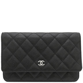 シャネル CHANEL マトラッセ チェーンショルダー AP0250 ブラック キャビアスキン チェーンウォレット シルバー金具 ランダムシリアル 黒