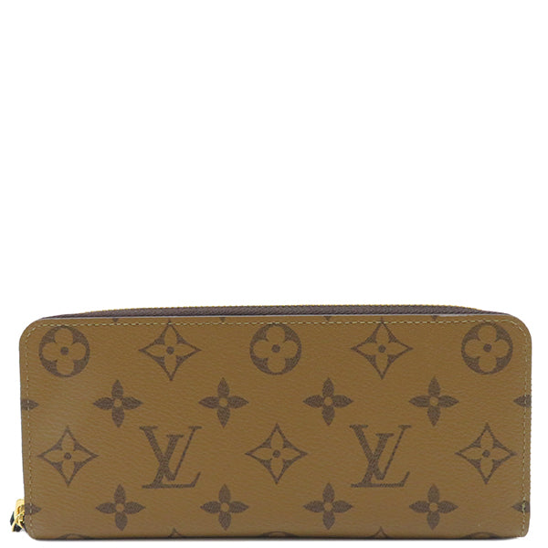 ルイヴィトン LOUIS VUITTON モノグラムリバース ポルトフォイユ・クレマンス M82336 モノグラムリバースキャンバス 長財布 ゴールド金具 ラウンドジップ リバース 茶