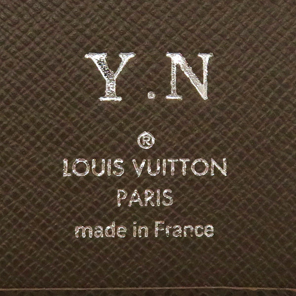 ルイヴィトン LOUIS VUITTON グリズリ ポルトフォイユ・ブラザ M32578 タイガ 長財布 シルバー金具 茶 二つ折り イニシャル入り