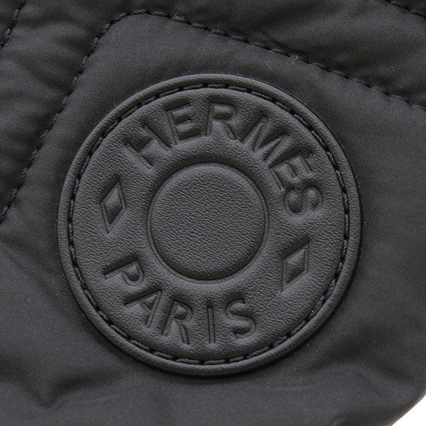 エルメス エルメス フレッシュ ショートブーツ ブラック レザー パラシュートファブリック #37.5 ブーツ ブラック金具 シルバー金具 靴 黒 新品 未使用