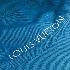 ルイヴィトン LOUIS VUITTON リバーシブルバケットハット M76213 ホワイト×ブルー コットン ハット シルバー金具 白 青 帽子