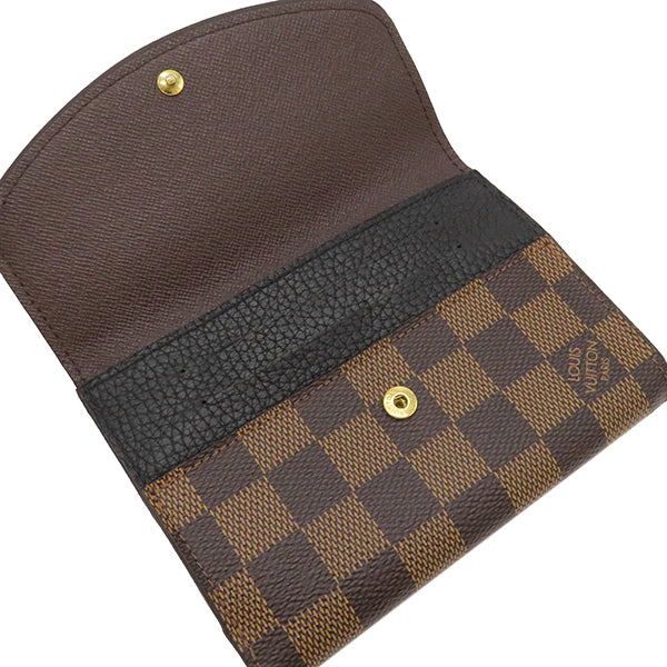 ルイヴィトン LOUIS VUITTON N60044 ダミエキャンバス 二つ折り財布 ゴールド金具 茶 黒