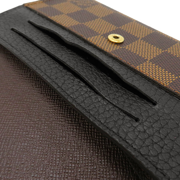 ルイヴィトン LOUIS VUITTON N60044 ダミエキャンバス 二つ折り財布 ゴールド金具 茶 黒