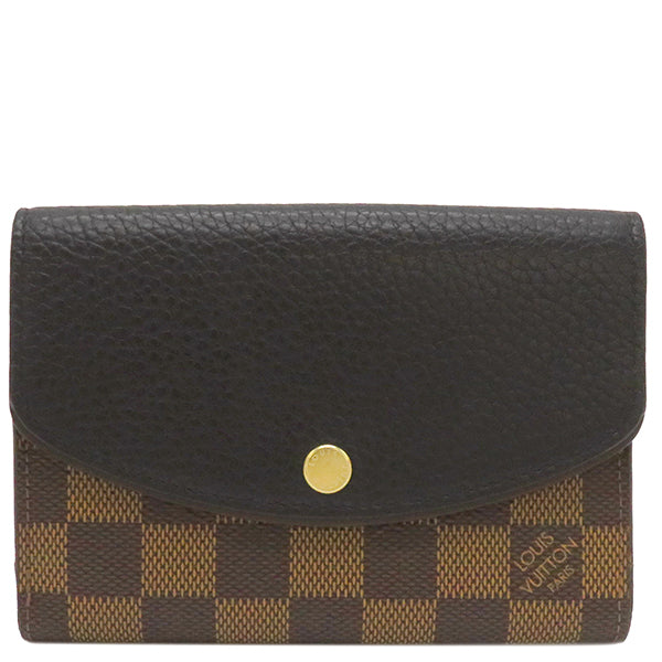 ルイヴィトン LOUIS VUITTON N60044 ダミエキャンバス 二つ折り財布 ゴールド金具 茶 黒