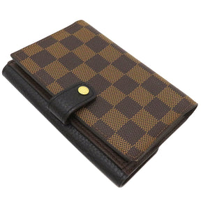 ルイヴィトン LOUIS VUITTON N60044 ダミエキャンバス 二つ折り財布 ゴールド金具 茶 黒