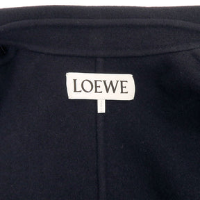 ロエベ LOEWE ダブルブレスト S359336X68 ネイビー ウール カシミヤ コート ゴールド金具 オーバーサイズ 紺