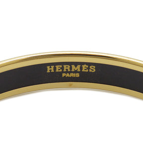 エルメス HERMES エマイユ PM ブルー×イエロー 七宝焼き バングル ゴールド金具