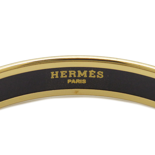 エルメス HERMES エマイユ PM ブルー×イエロー 七宝焼き バングル ゴールド金具