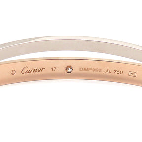 カルティエ Cartier LOVE ラブブレス ピンクゴールド×ホワイトゴールド K18PG K18WG ダイヤモンド #17 ブレスレット 750 18K 18金 RG 12P
