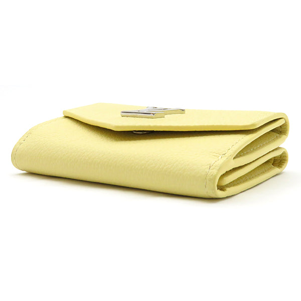 ルイヴィトン LOUIS VUITTON バナナ ポルトフォイユ ロックミニ  M68483 カーフレザー 三つ折り財布 シルバー金具 黄 コンパクト