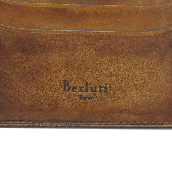 ベルルッティ BERLUTI マコレ コンパクト ウォレット ブラウン ヴェネチアンレザー 二つ折り財布 茶 パティーヌ スクリット