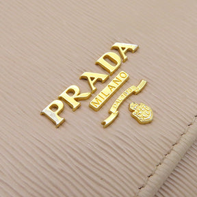 プラダ PRADA ヴィッテロムーブ ウォレット 1MH132 ピンクベージュ レザー 長財布 ゴールド金具 二つ折り パスケース欠品