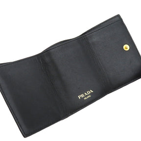 プラダ PRADA ヴィッテロムーブ ミニウォレット 1MH021 ブラック カーフ 三つ折り財布 ゴールド金具 コンパクト