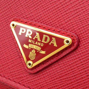 プラダ PRADA トライアングルロゴ ロングウォレット 1MH132 レッド サフィアーノレザー 長財布 ゴールド金具 赤 二つ折り