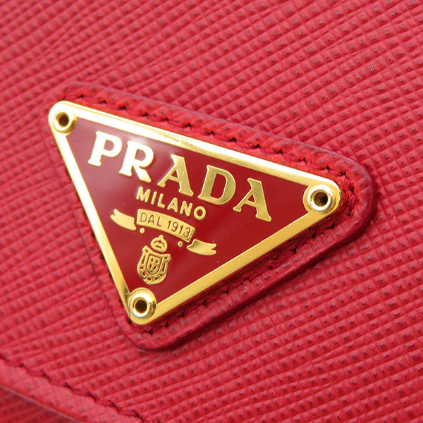 プラダ PRADA トライアングルロゴ ロングウォレット 1MH132 レッド サフィアーノレザー 長財布 ゴールド金具 赤 二