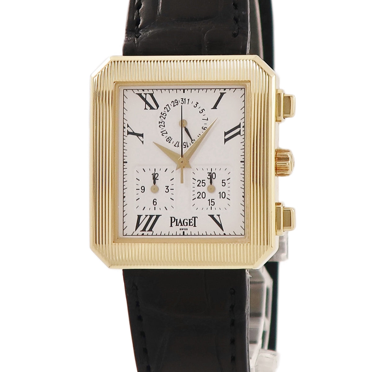 ピアジェ PIAGET プロトコール クロノグラフ G0A22086 クオーツ レディース ボーイズ K18YG無垢 角型 白 ローマン