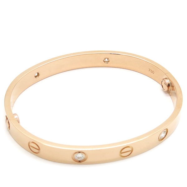 カルティエ Cartier LOVE ラブブレス ピンクゴールド K18PG ダイヤモンド #16 ブレスレット 750 18K 18金 RG 4P ハーフダイヤ