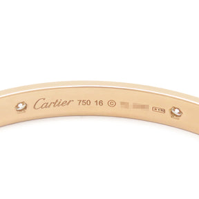 カルティエ Cartier LOVE ラブブレス ピンクゴールド K18PG ダイヤモンド #16 ブレスレット 750 18K 18金 RG 4P ハーフダイヤ