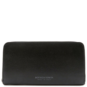 ボッテガヴェネタ BOTTEGA VENETA ジップアラウンドウォレット ブラック レザー 長財布 シルバー金具 黒 ラウンドファスナー