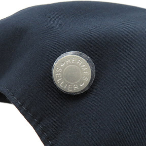 エルメス HERMES パドック ネイビー コットン シャンベル #61 キャップ シルバー金具 紺 帽子 ベースボール