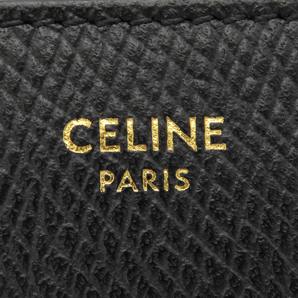 セリーヌ CELINE 16 セーズ コイン＆カードケース ブラック レザー コインケース ゴールド金具 黒 L字ファスナー