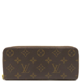 ルイヴィトン LOUIS VUITTON ポルトフォイユ クレマンス M60742 フューシャ モノグラムキャンバス 長財布 ゴールド金具 茶 ピンク ラウンドファスナー