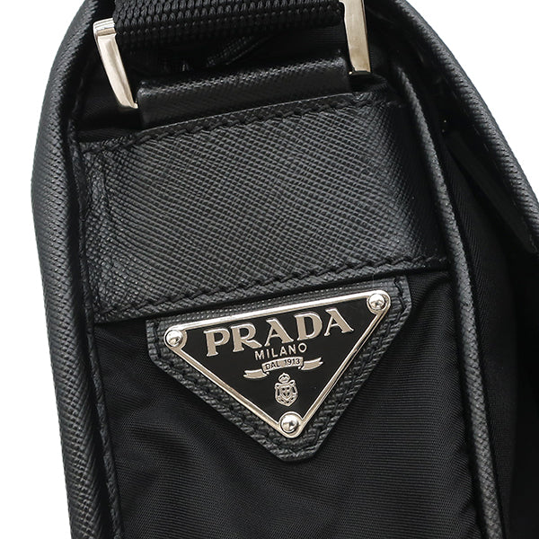 プラダ PRADA トライアングルロゴ ブラック ナイロン レザー