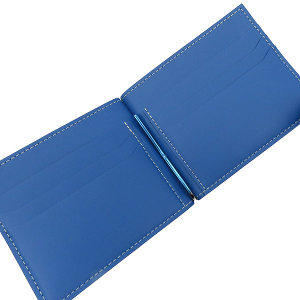 ゴヤール ゴヤール サン・トマ マネークリップウォレット ブルー レザー 二つ折り財布 シルバー金具 新品 未使用 青 カードケース