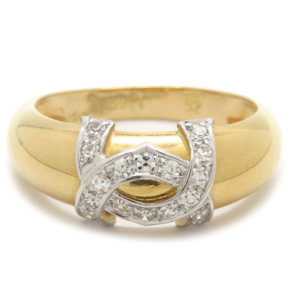 カルティエ Cartier 2C ロゴ ダイヤ イエローゴールド×ホワイトゴールド K18YG K18WG ダイヤモンド #52(JP 12) リング 指輪 750 18K