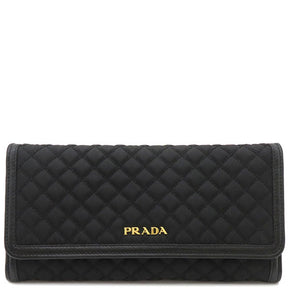 プラダ PRADA キルティング ロングウォレット 1M1132 NERO ナイロン 長財布 ゴールド金具 黒 二つ折り