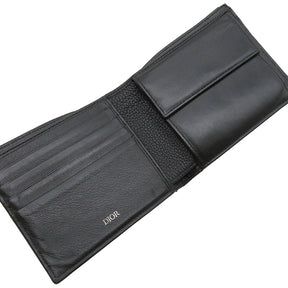 ディオール DIOR CD ICON 2ESBC027CDI ブラック レザー 二つ折り財布 シルバー金具 黒 コンパクト財布