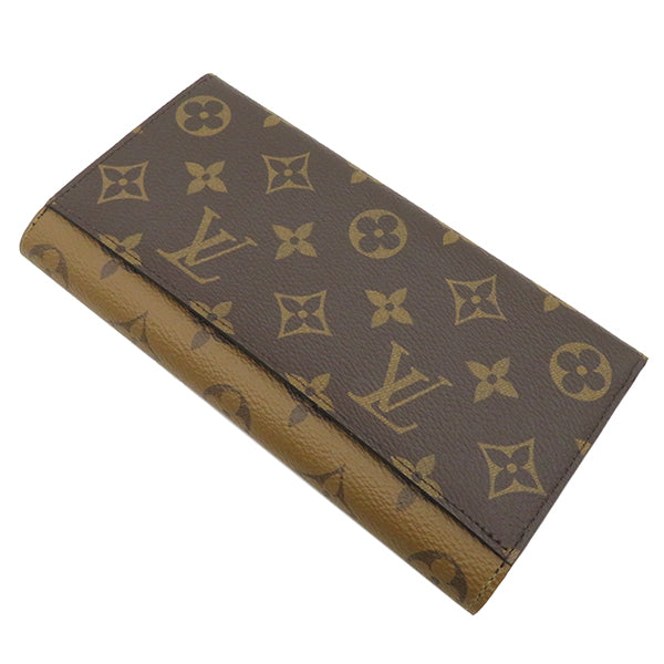 ルイヴィトン LOUIS VUITTON モノグラム×リバースキャンバス ポルトフォイユ・エミリー M82157 モノグラムキャンバス モノグラムリバースキャンバス 長財布 ゴールド金具 茶 フラップ