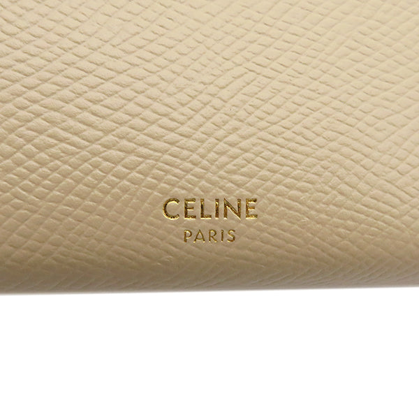 セリーヌ CELINE ラージ フラップウォレット ベージュ レザー 長財布 ゴールド金具