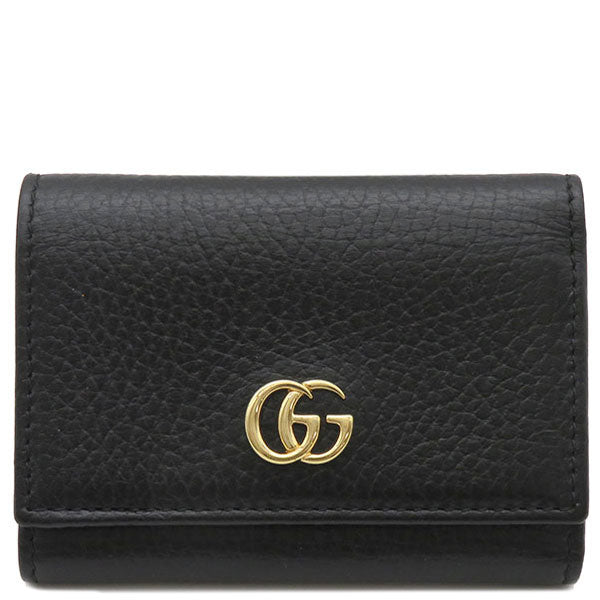 グッチ GUCCI GGマーモント ウォレット 644407 ブラック レザー 三つ折り財布 ゴールド金具 黒 プチマーモント コンパクト