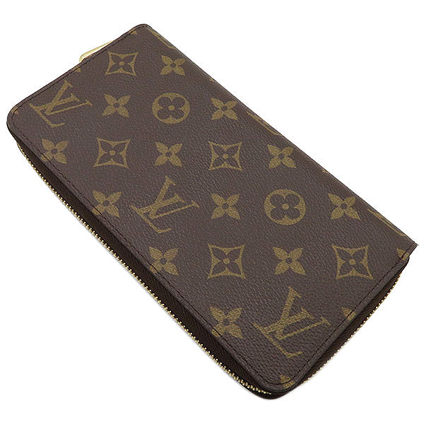 ルイヴィトン LOUIS VUITTON フューシャ ジッピー ウォレット M41895 モノグラムキャンバス 長財布 ゴールド金具 ラウンドファスナー 茶 ボルドー