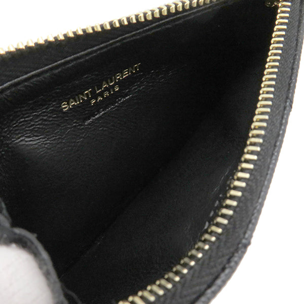 サンローラン SAINT LAURENT モノグラム フラグメント カードケース 607915 ブラック レザー コインケース ゴールド金具 黒  カード入れ 小銭入れ