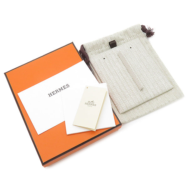 エルメス HERMES ループ PM ブルーインディゴ ヴォースイフト アルミニウム ピアス シルバー金具 青